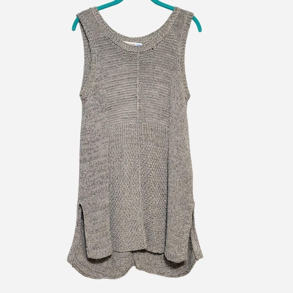 Sparrow Women's Large Grey and White Cotton Knit Sweater Tank Tunic